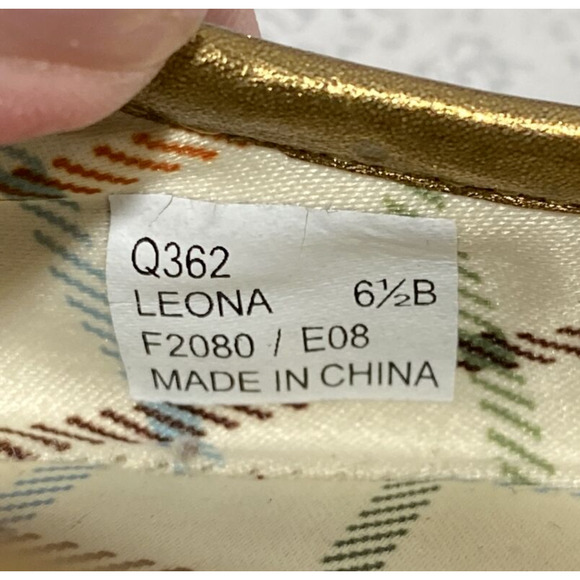 Coach Leona Ballet Flats Golden Metallic Leather Slip On Shoes Horse Bit US 6.5B